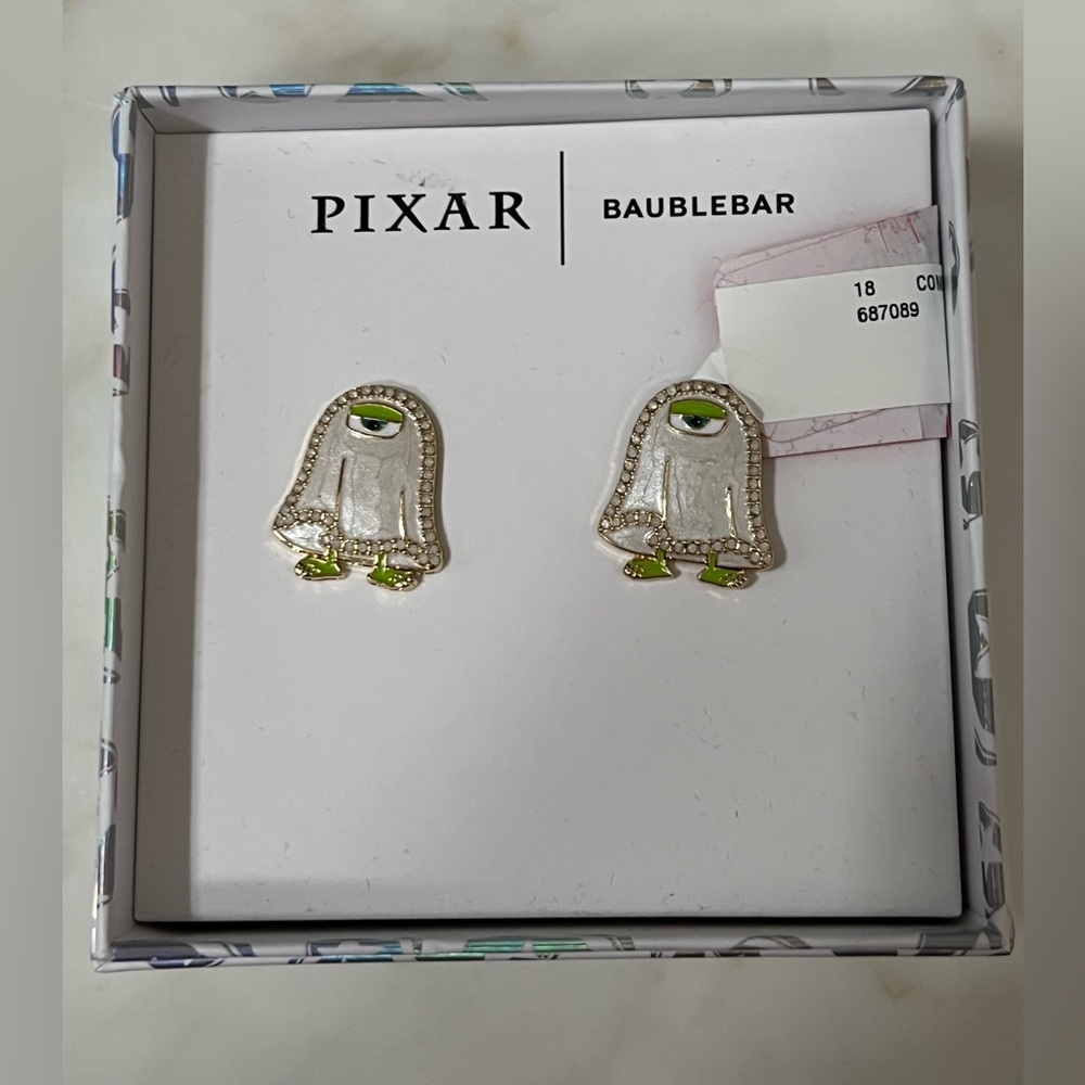 Pixar BaubleBar Monsters Inc Mike Wazowski Ghost Costume Halloween Earrings